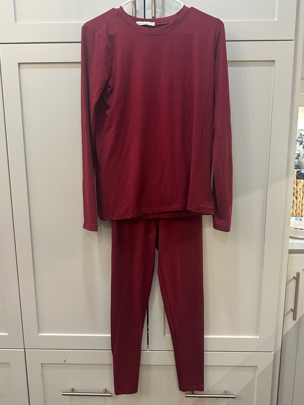 Women’s Zenana Long Sleeve/ legging Set - Burgundy- M